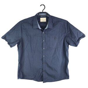 Mens Weatherproof Vintage Shirt Blue & White Print Short Sleeve Button Up XXL